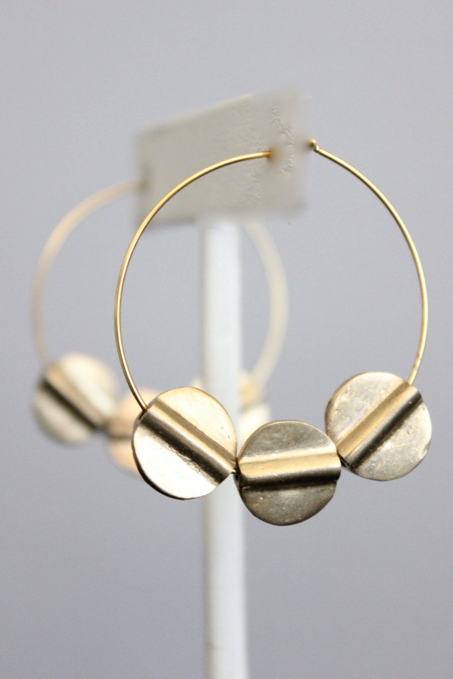 Brass disc hoop earrings