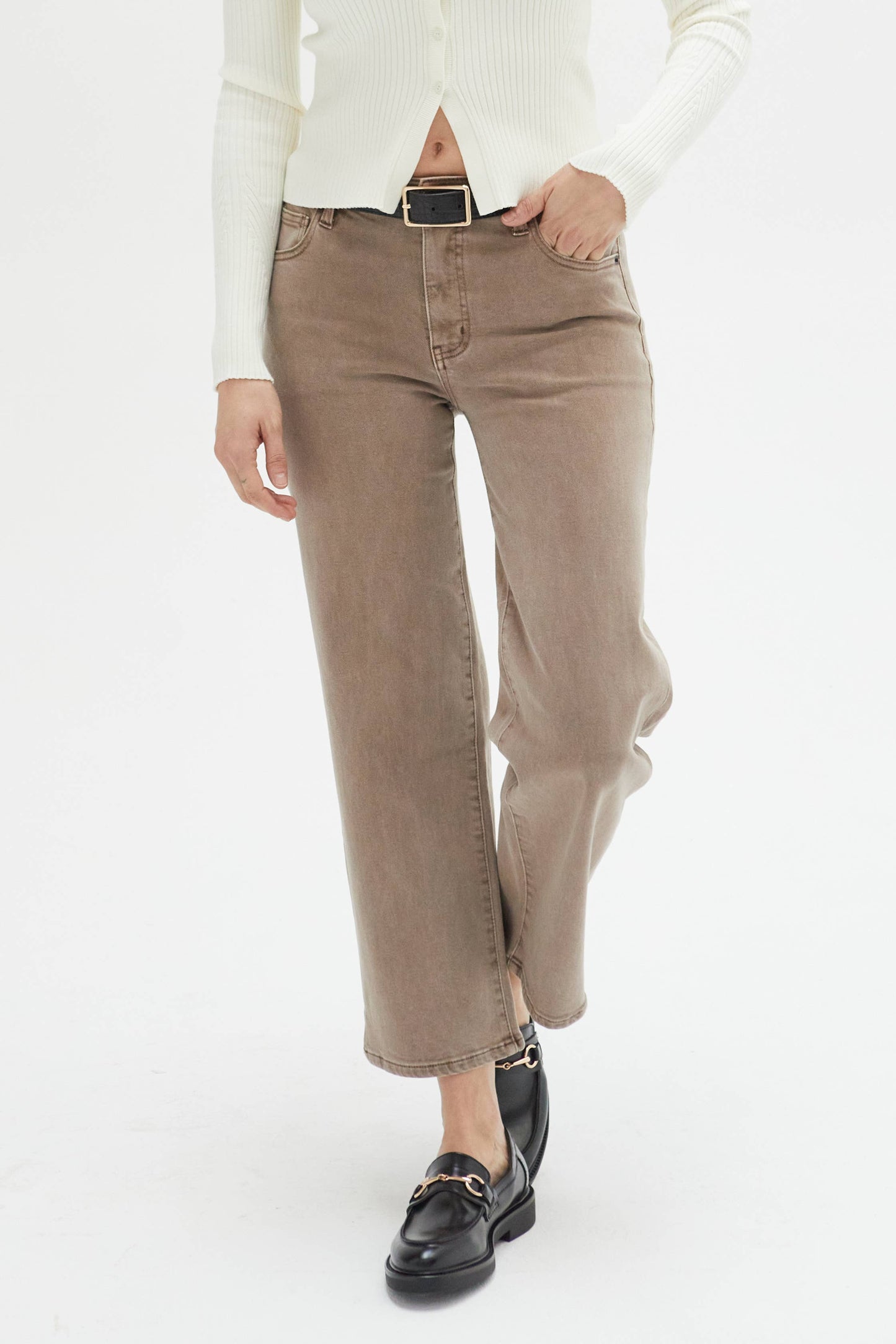 Addington Ankle Crop Mid Rise Jean, Brown Overdye