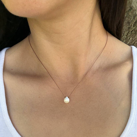 White Freshwater Pearl Teardrop Necklace