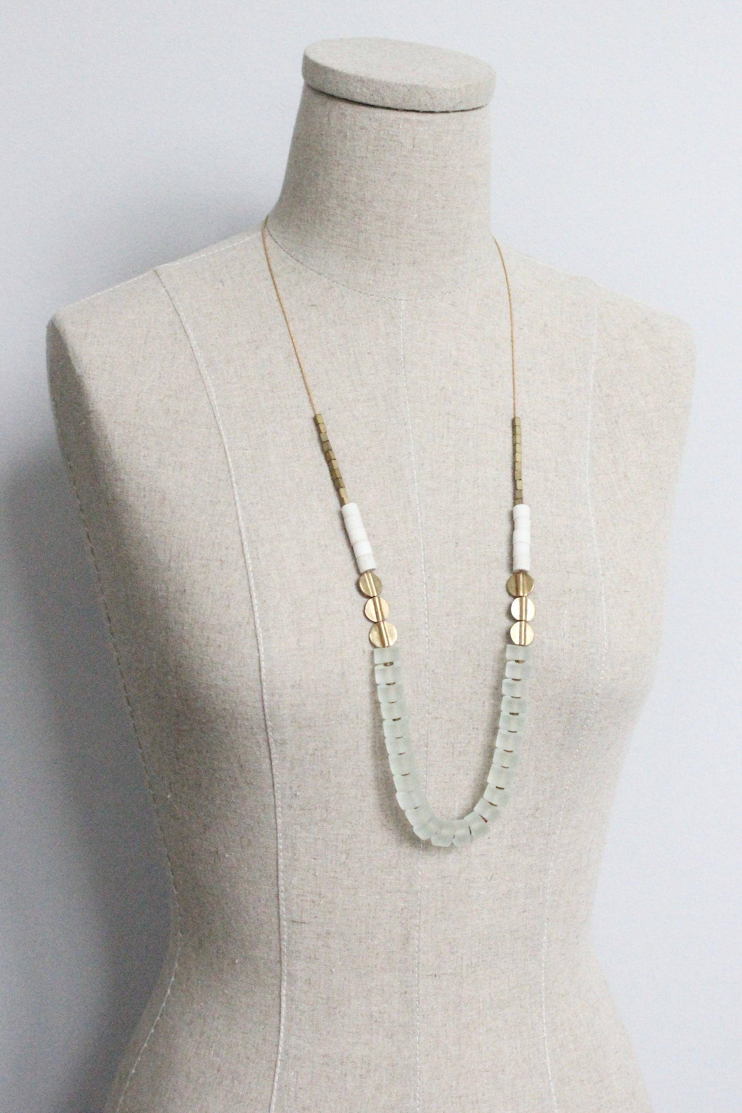 Glass and brass necklace