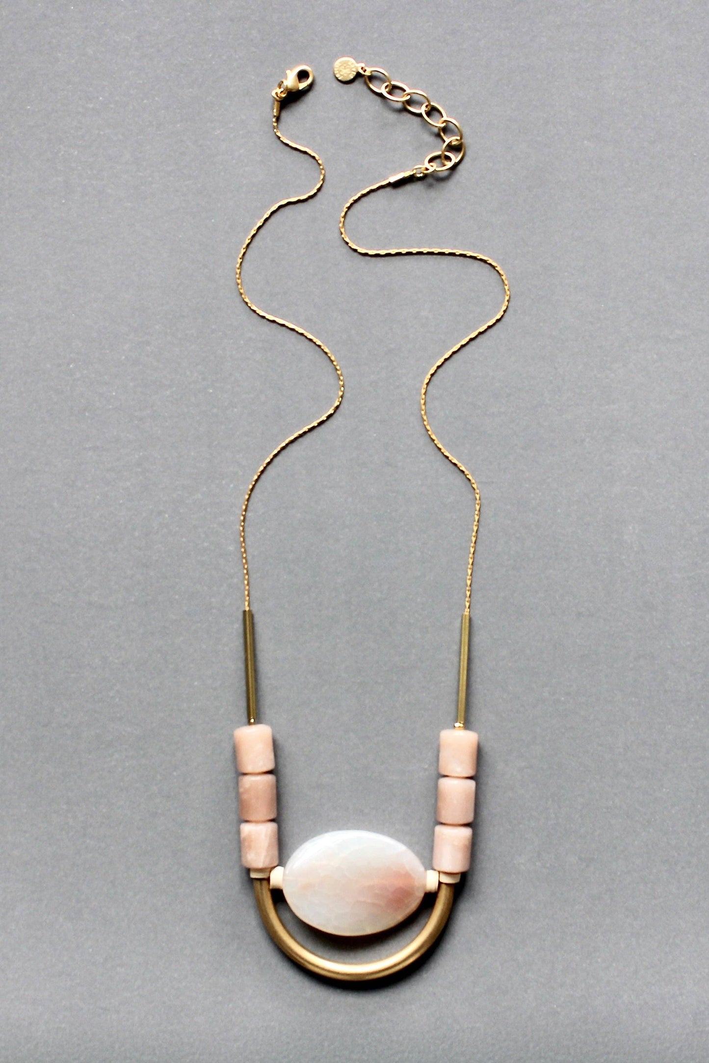Peach Moonstone and Agate Necklace