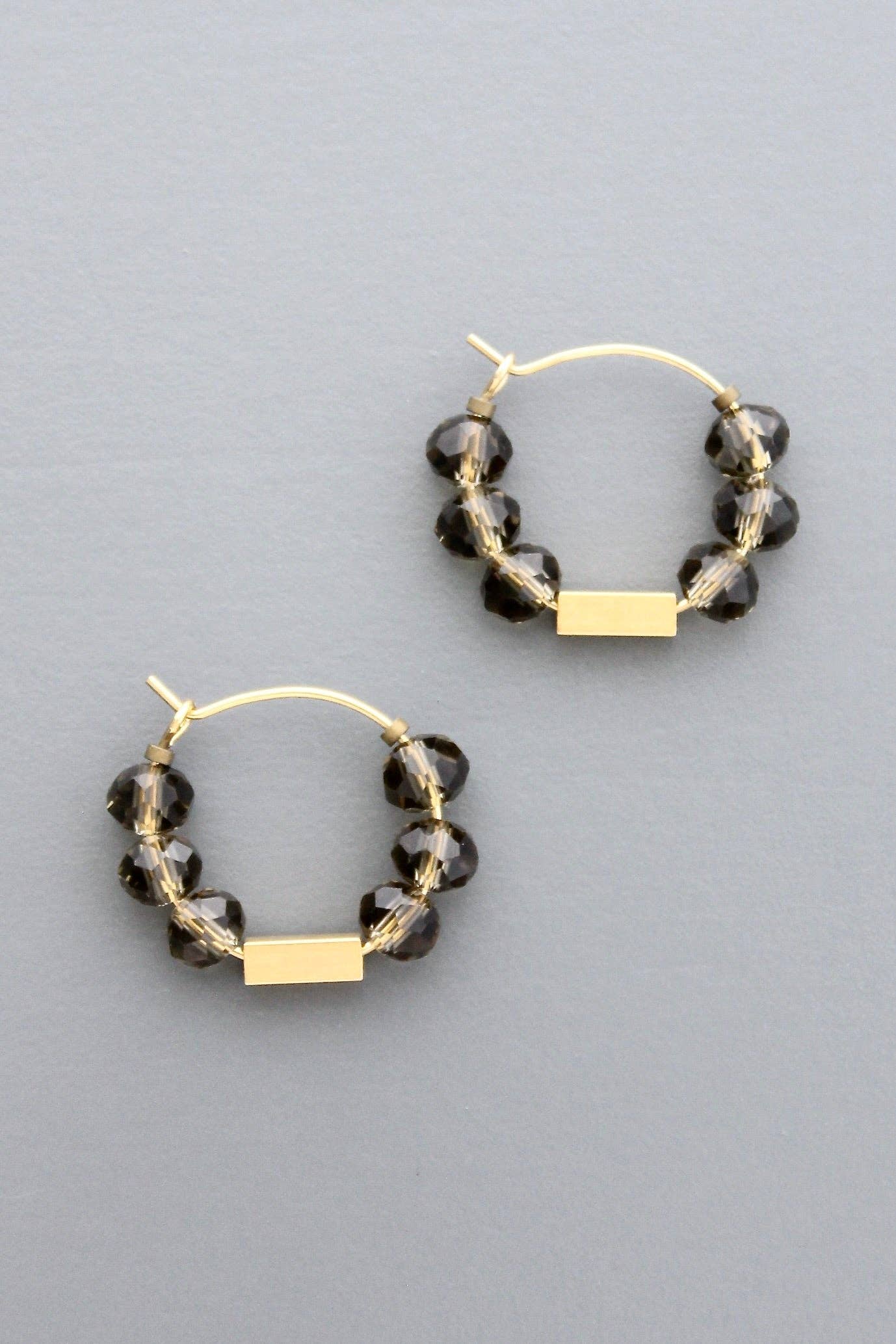 Black Diamond Glass Hoops