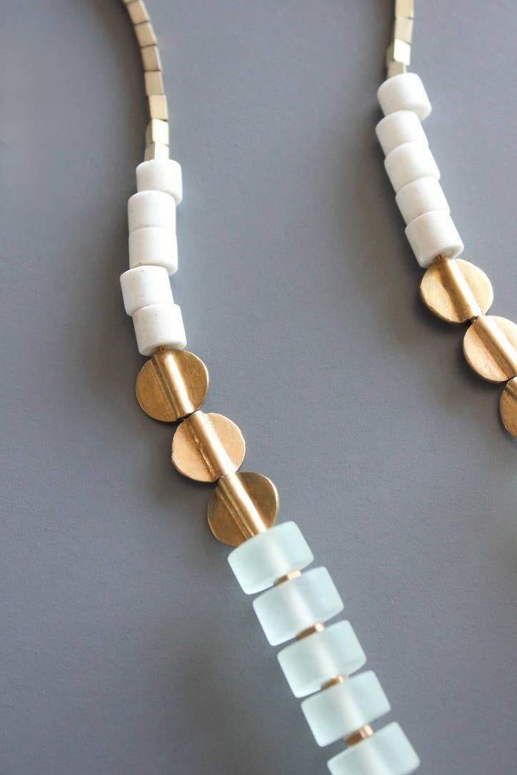 Glass and brass necklace