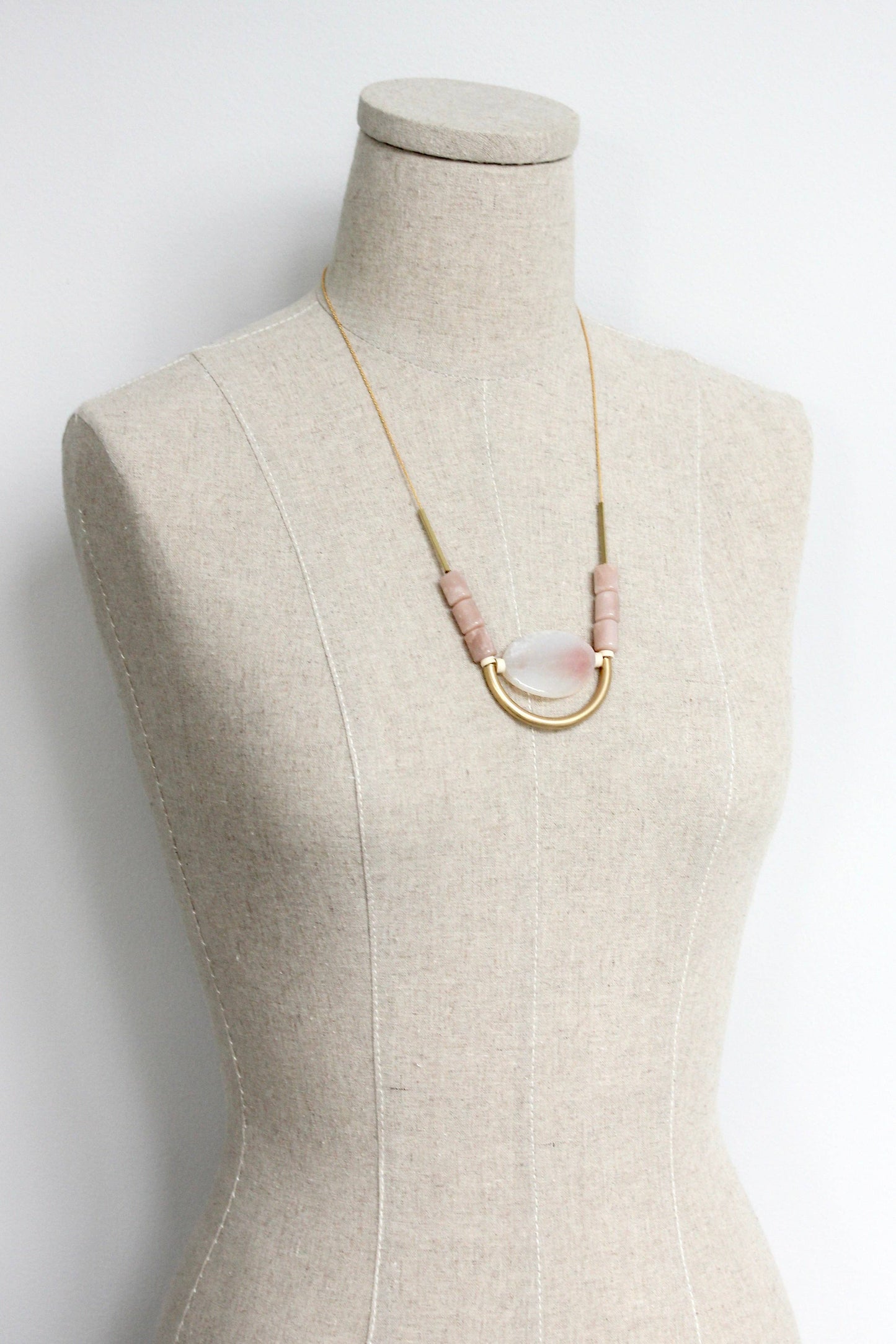Peach Moonstone and Agate Necklace