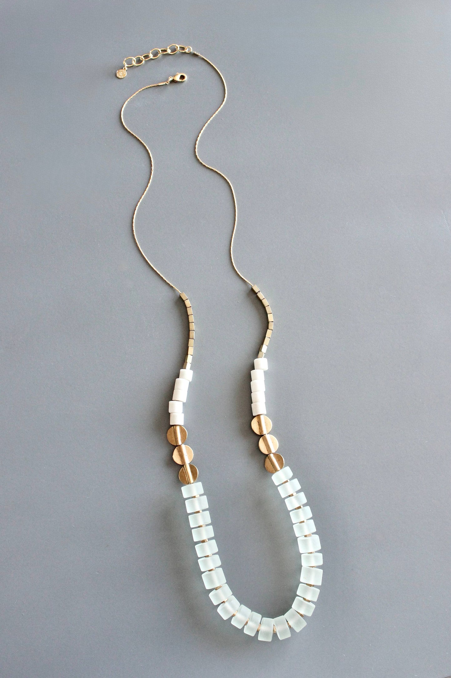 Glass and brass necklace