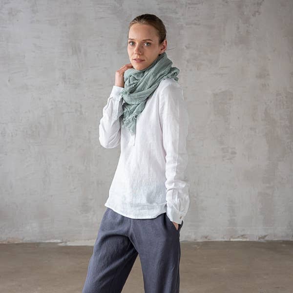 Garza Linen Shawl Moss Green