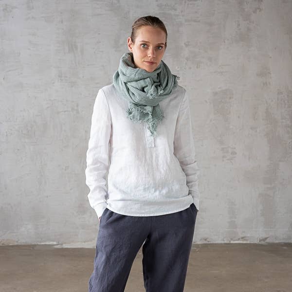 Garza Linen Shawl Moss Green