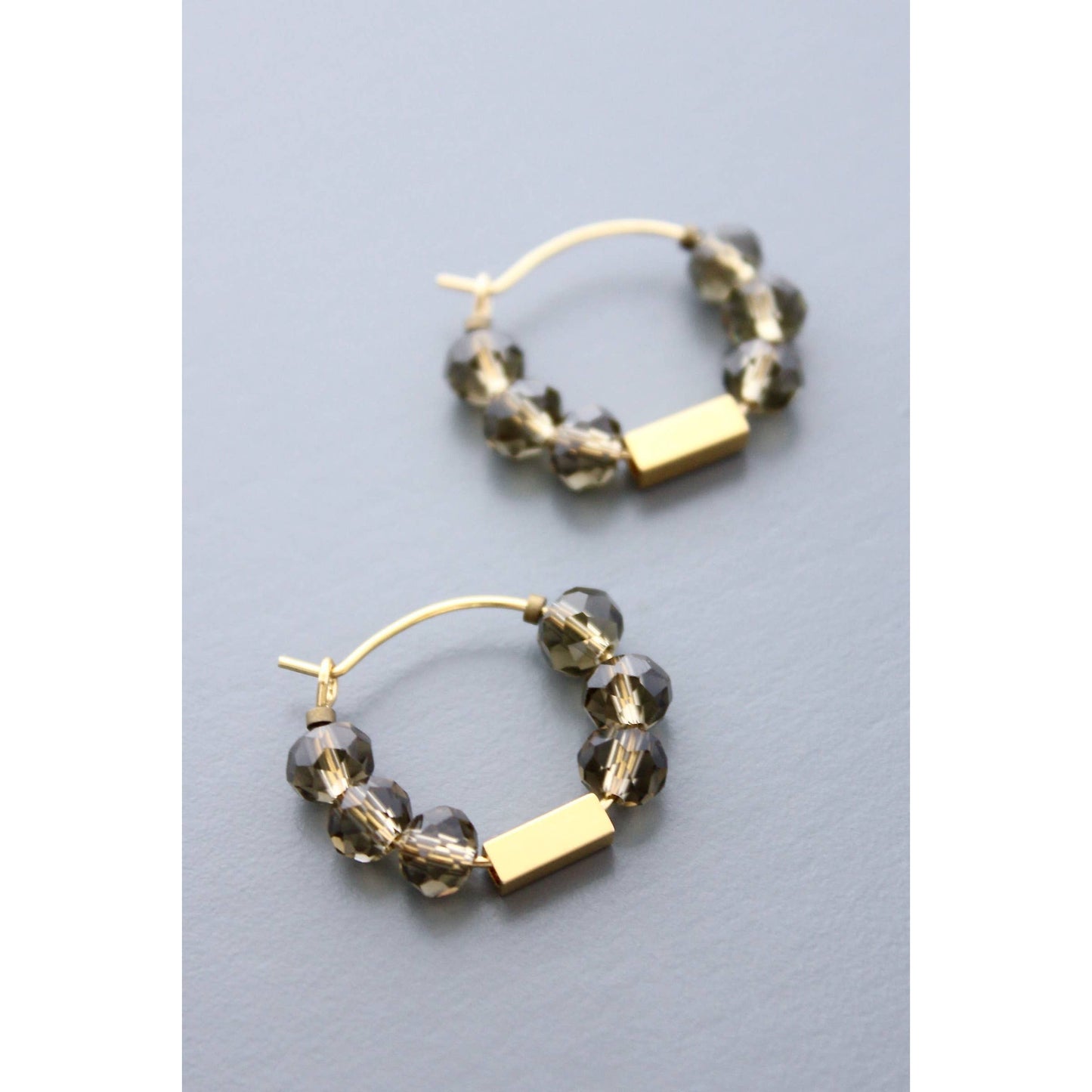 Black Diamond Glass Hoops