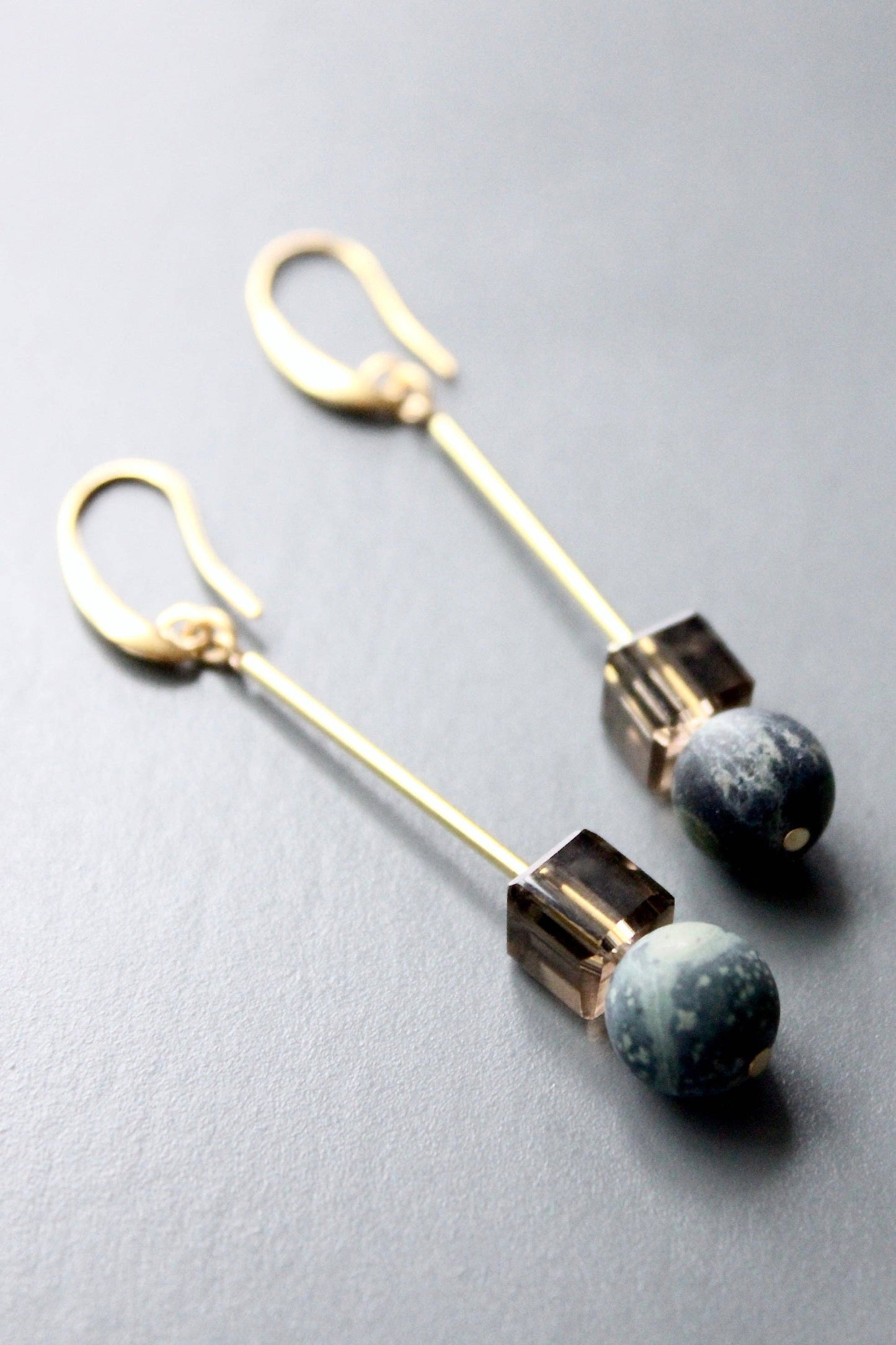 Jasper And Glass Earrings