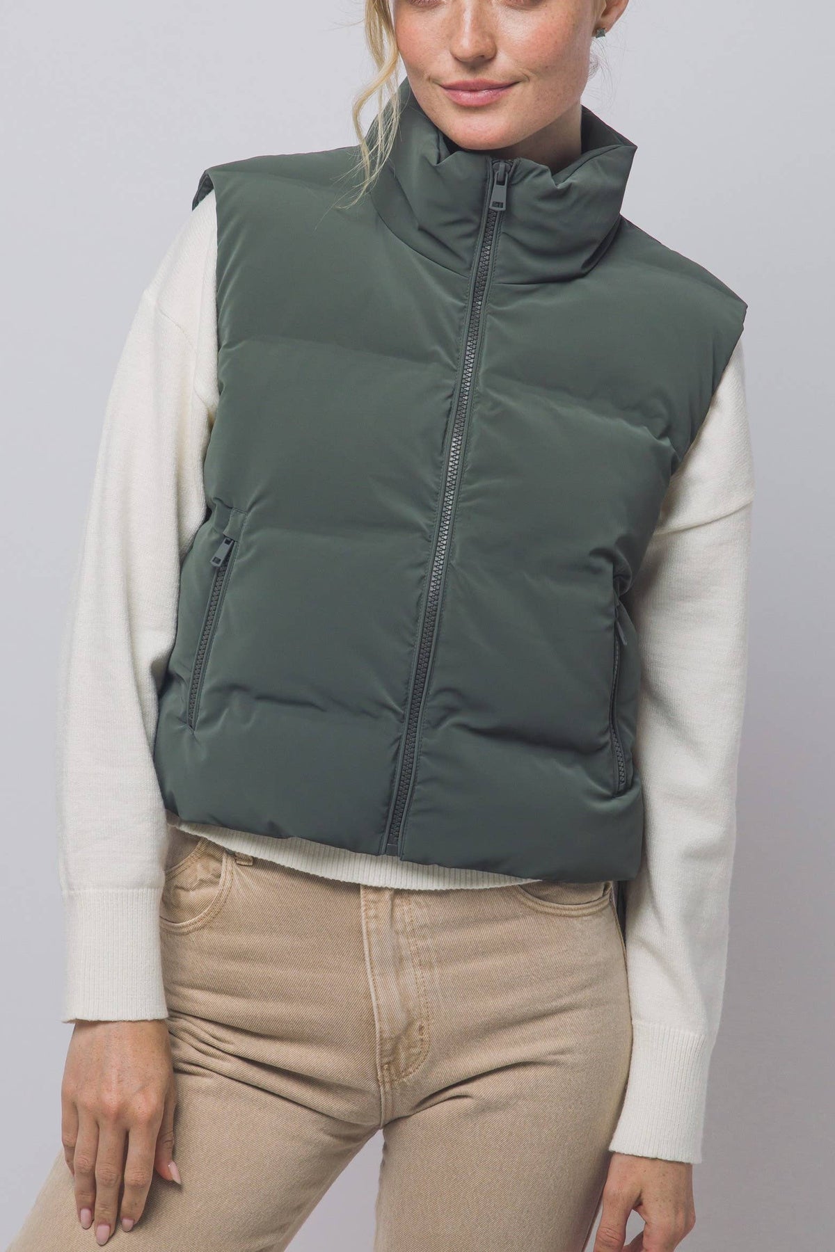 Cropped Puffer Vest