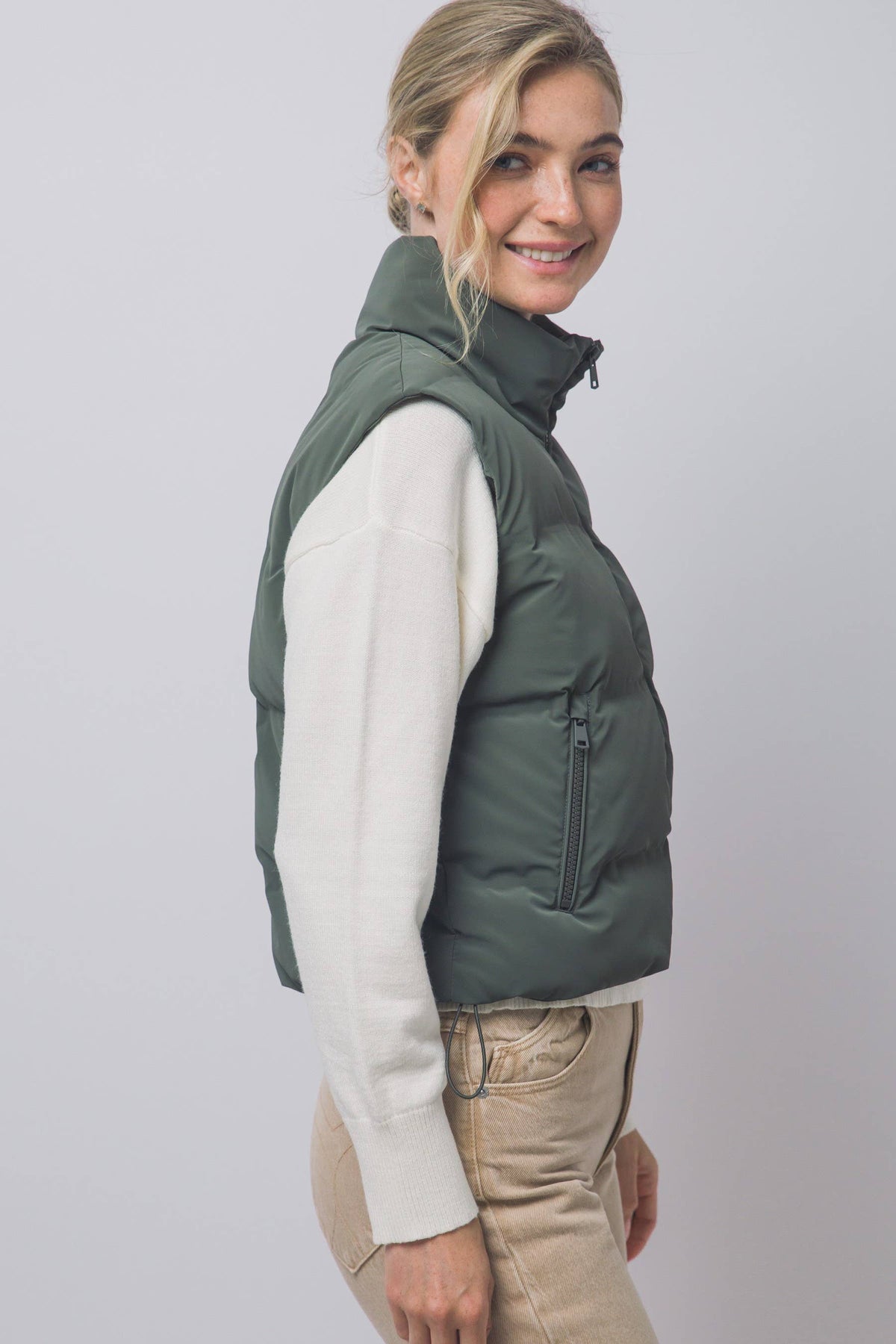 Cropped Puffer Vest
